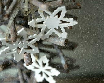White Snowflake Christmas Ornaments, Snow White Pottery Gift, Xmas Home Decoration, 3 Christmas Tree Decor, Xmas Gift Ideas, Gifts for her
