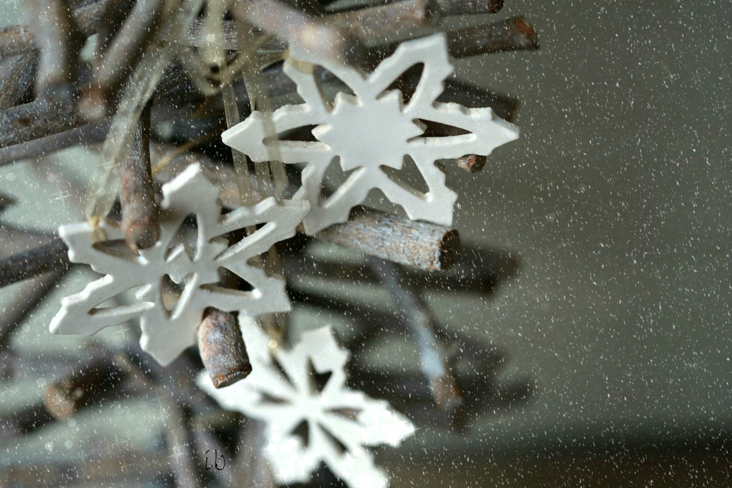 Ornements Blancs de Noël Flocon Neige, Cadeau Blanc Poterie Décoration à La Maison Noël, 3 Décors d'