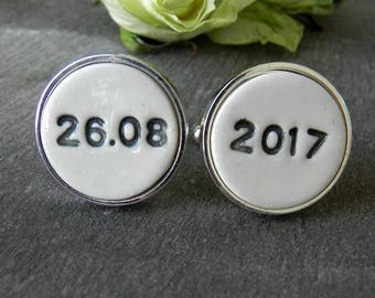 Personalized Cuff Links Wedding Important Date Cuff Links Father of the Bride Gift Groom Best Man Groomsmen Custom Cuff Links