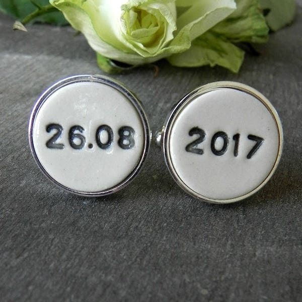 Boutons de manchette personnalisés mariage Date importante boutons de manchette père de la mariée cadeau marié meilleur homme garçons d'honneur boutons de manchette personnalisés