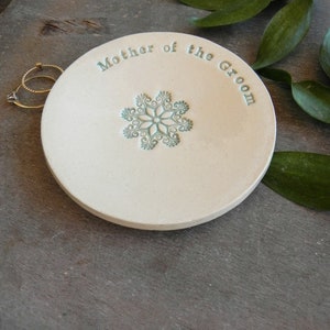 Mother of the Bride Wedding Gift Ring Holder Ceramic Plate Flower Mandala Ring Dish Ivory Jewelry Dish image 7