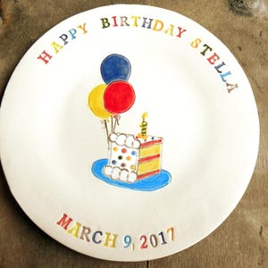 Personalized Ceramic Birthday Cake Plate, Custom Colorful Dessert Plate for Kids and Adults, Hand Built Ceramic Plate , Birthday Gift