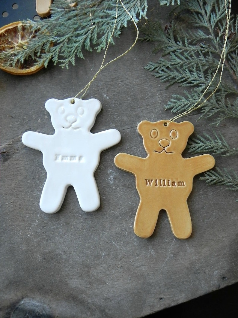 Personalized Bear Christmas Ornament Polar Bear Ceramic image 0