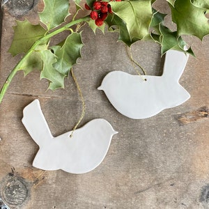 White Birds Ceramic Christmas Decoration Set of 2 Gift - Etsy