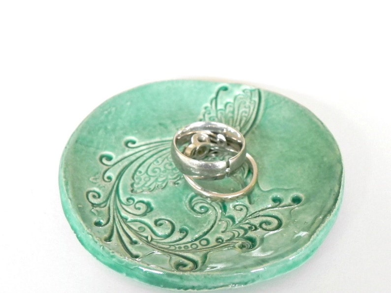 Ceramic Dish Bird Mint Plate Jewelry Dish Hummingbird Ring Holder Home Decoration Pottery image 4