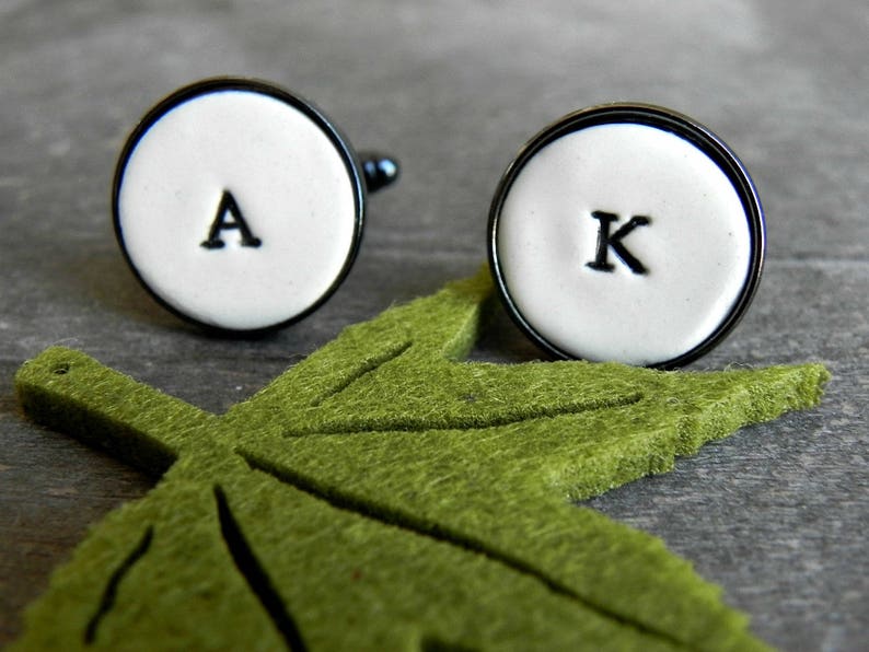 Personalized Custom Cuff Links, Wedding Monogrammed Cuff Links, Capital Letters, Father of the Bride Gift, Groom Best Man Groomsmen Custom image 1
