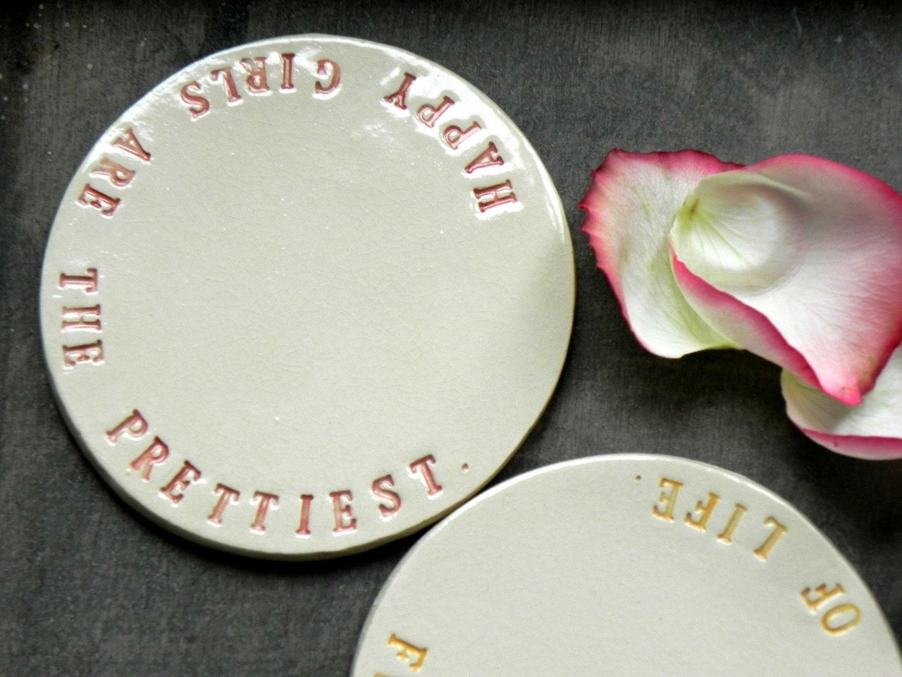 Inspirational Ceramic Coasters Colroful Custom Text Positive Etsy