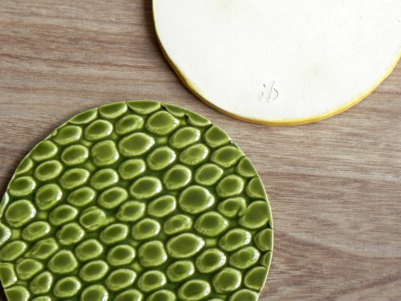 Ceramic Coasters Green and Yellow Animal Pattern Set of 2 Etsy