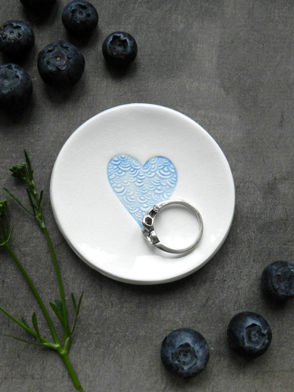 Blue Heart Ceramic Ring Dish Custom Porcelain Heart Plate Etsy Canada