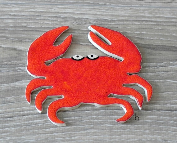 Red Ceramic Crab Big Mosaic Tile Pottery Ocean Art Supplies