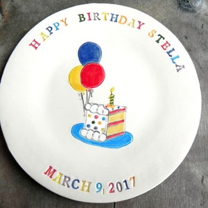 Personalized Ceramic Birthday Cake Plate, Custom Colorful Dessert Plate for Kids and Adults, Hand Built Ceramic Plate , Birthday Gift