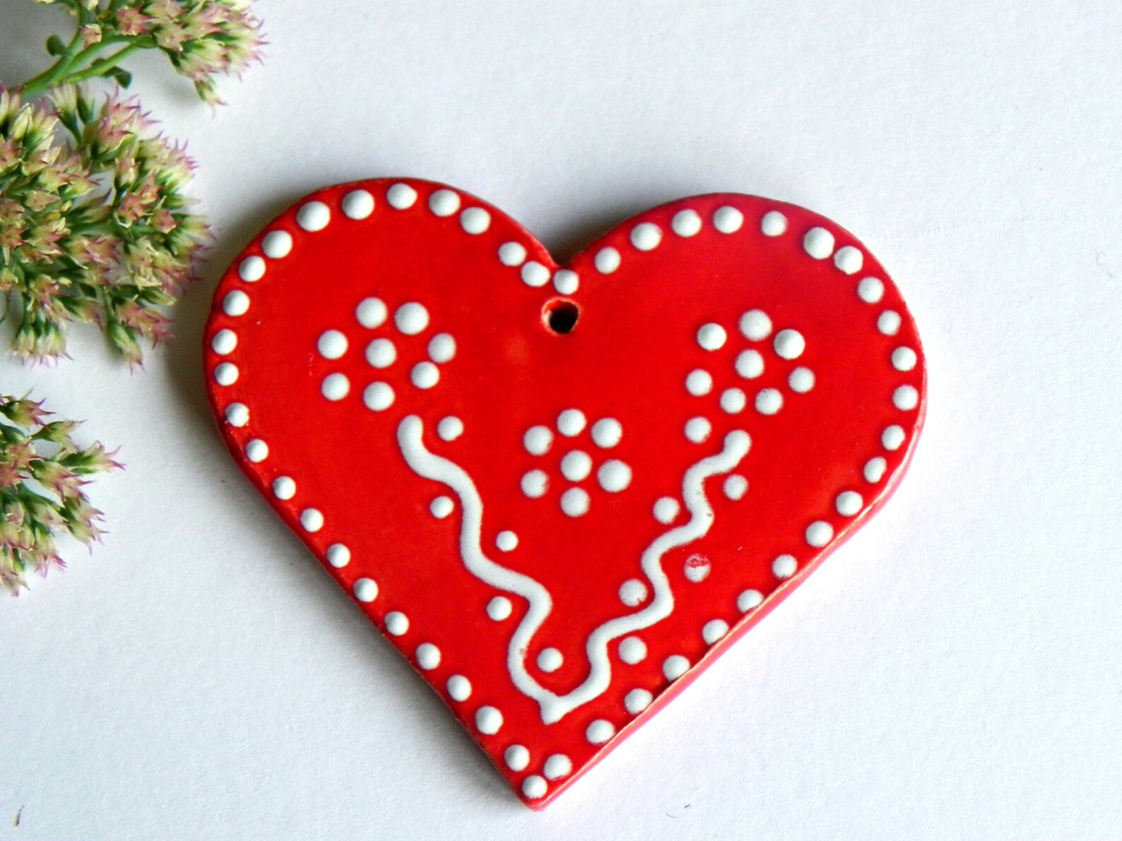 Set of 2 Ceramic Valentines Day Ornament Home Decoration Etsy