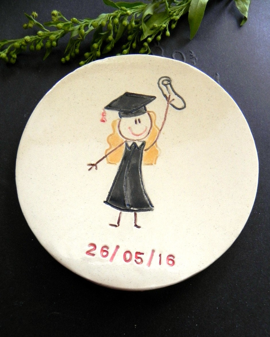 Personalized Graduation Ceramic Ring Dish Small Plate Blond | Etsy