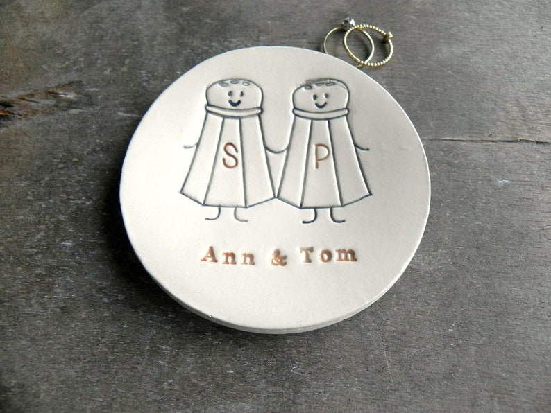 Custom Salt and Pepper Engagement Ring Holder Funny Wedding image 0