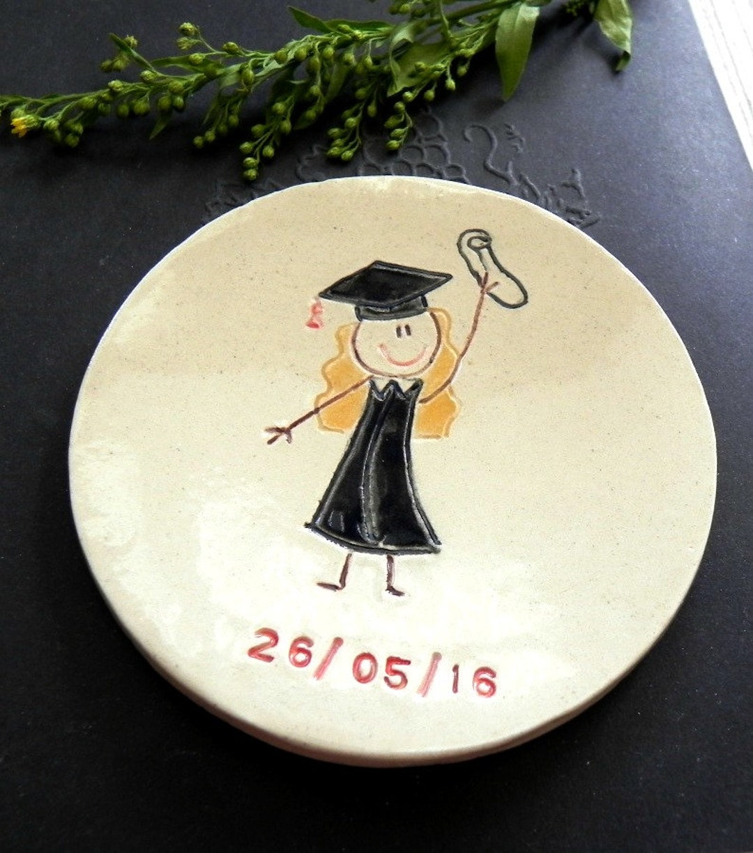 Personalized Graduation Ceramic Ring Dish, Small Plate, Blond Girl With ...