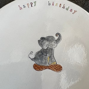 Personalized Ceramic Elephant Birthday Plate, Custom Colorful Dessert Plate for Kids and Adults, Hand Built Ceramic Plate , Birthday Gift image 6