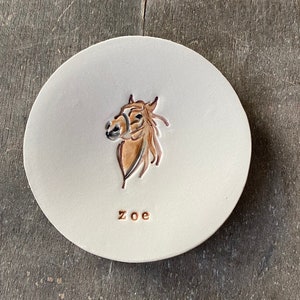Persoanlized Horse Head Ceramic Plate, Horse Pottery Ring Dish