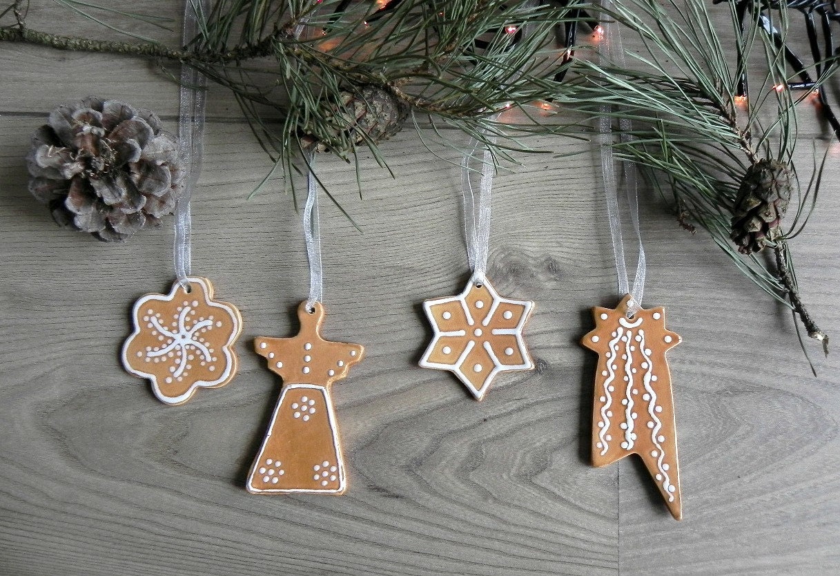 4-christmas-decor-ceramic-ornaments-rustic-christmas-pottery-etsy