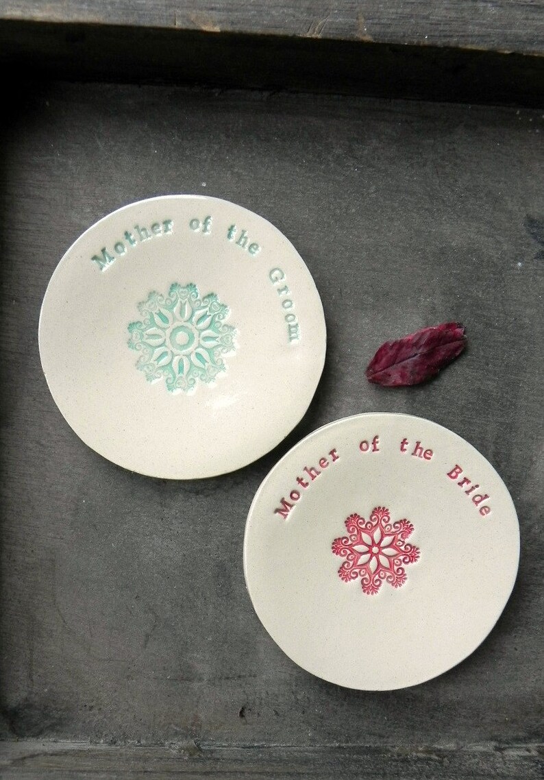 Mother of the Bride Wedding Gift Ring Holder Ceramic Plate Flower Mandala Ring Dish Ivory Jewelry Dish image 6