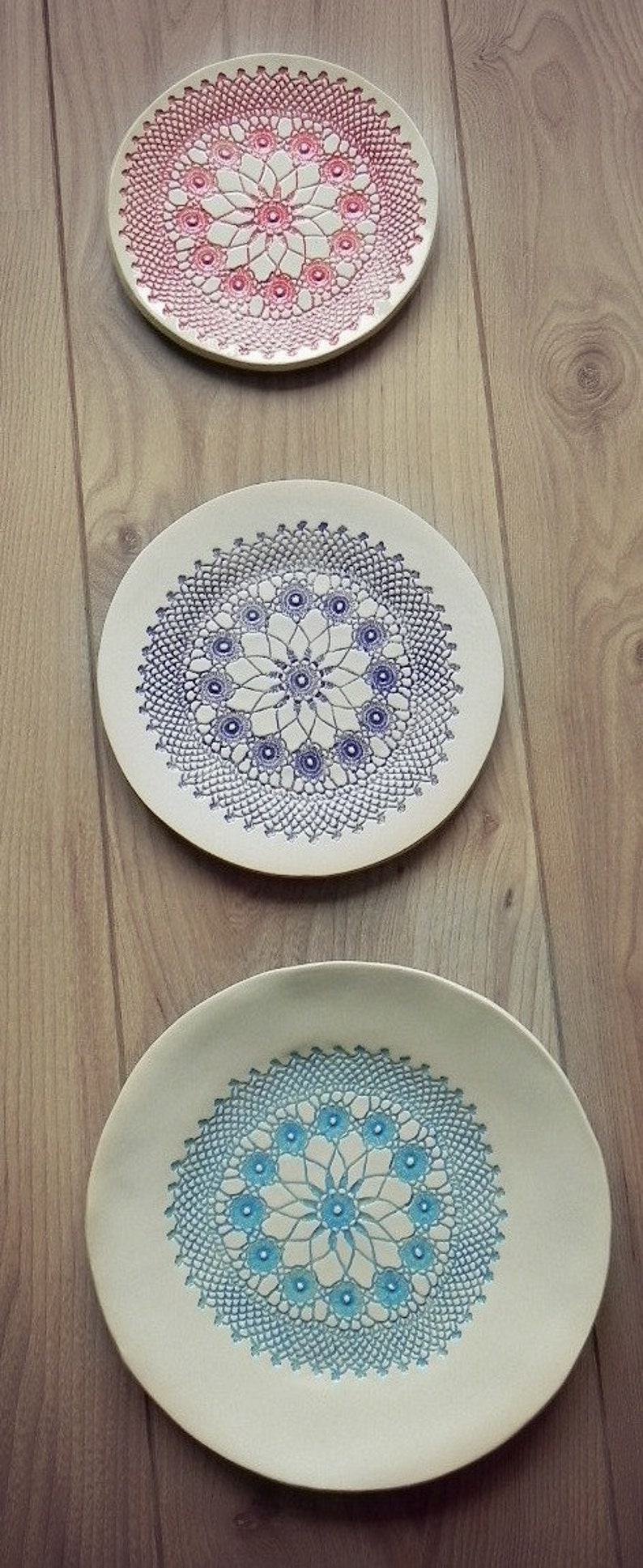 Rustic Ceramic Plate Indigo Lace Dessert Plate Unique Serving Etsy