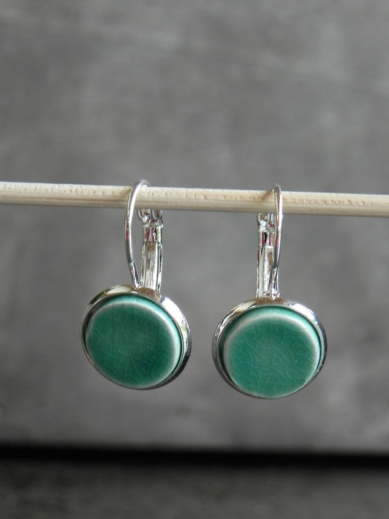 Lace Mint Dangle Earrings Minimalist Round Earrings Vintage Etsy
