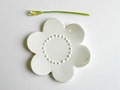 White Flower Ceramic  Plate Small Wedding Ring Dish Pottery Decorated with Dots Jewelry Dish Ceramic Pillow Alternative for Wedding product logo