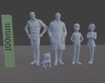 Figurines classiques de l'équipe Jonny Quest – Ensemble en résine imprimée en 3D