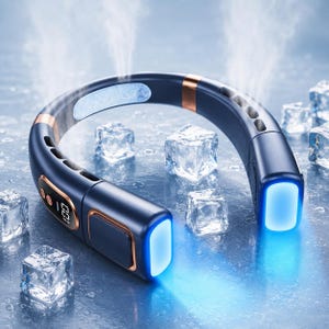 Portable Neck Fan Rechargeable Wearable Cooling Fan with Digital Display,Hands Free Personal Air Conditioner for Travel,Office & Outdoor Use