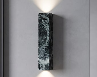 Green Marble Wall Sconce, Natural Stone Up-Down Light, Modern Bedroom Fixture