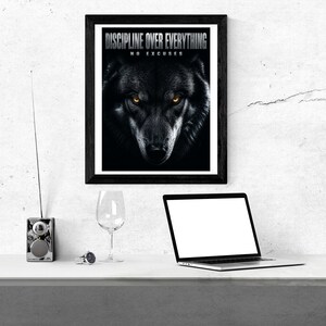Discipline Over Everything Wolf Print | Dark Gym Motivation Wall Art | Sigma Poster | Alpha Mindset Digital Download