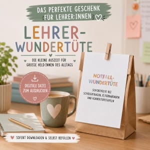 Lehrer Survival Kit Vorlage zum Ausdrucken | Notfalltüte Lehrer | Digitales Abschiedsgeschenk Schule | DIY Geschenk Lehrer PDF