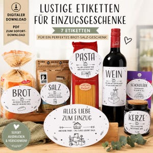 Printable Housewarming Gift Labels | Fun PDF Template for Bread, Salt, and Wine Gifts | DIY Housewarming Gift | Instant Download