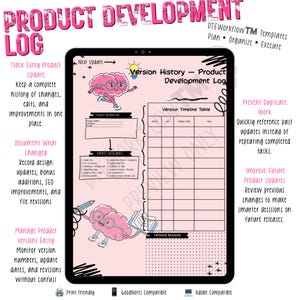 Version History – Product Development Log™ | Product Update Tracker | Revision Log Template | Etsy Seller Planner PDF