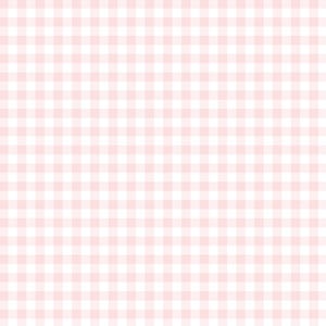 Könnte beinhalten: Ein sich wiederholendes Vichy-Karo-Muster mit einem Raster aus zartrosa und weißen Quadraten. Das Design besteht aus gleichmäßigen, sich kreuzenden horizontalen und vertikalen Linien, die eine klassische, ausgewogene Schachbrettoptik auf der gesamten Fläche erzeugen.