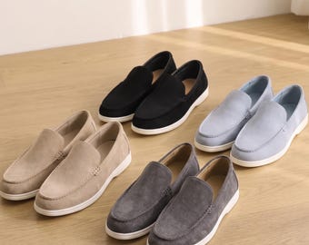 Men’s Suede Loafers – Lightweight Slip-On Casual Shoes with Non-Slip Comfort