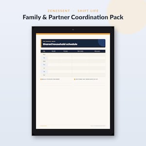 Shift Work Family Planner Printable, Family Schedule, Day Sleep Door Sign, Household Command Center, Childcare, Instant Download