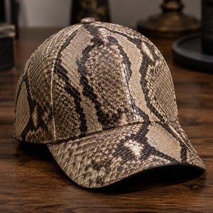 Handmade Python Leather Baseball Cap Real Snakeskin Print Hat