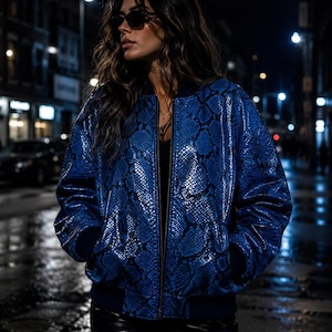 Oversized leren bomberjack, leren bikerjack voor dames