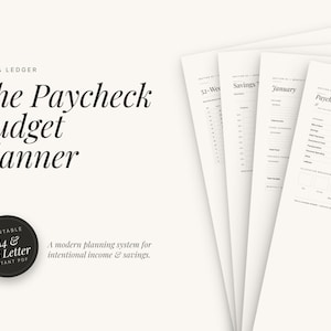 Afdrukbaar budgetplanner salaris, budgetmap, tweewekelijkse budgetsjabloon, schuldaflossing en besparingentracker, A4 + US Letter direct downloaden
