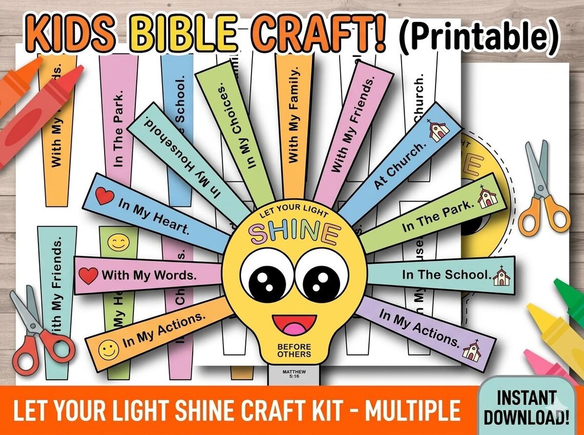 Let Your Light Shine Craft Printable | Sunday School Activity for Kids ...