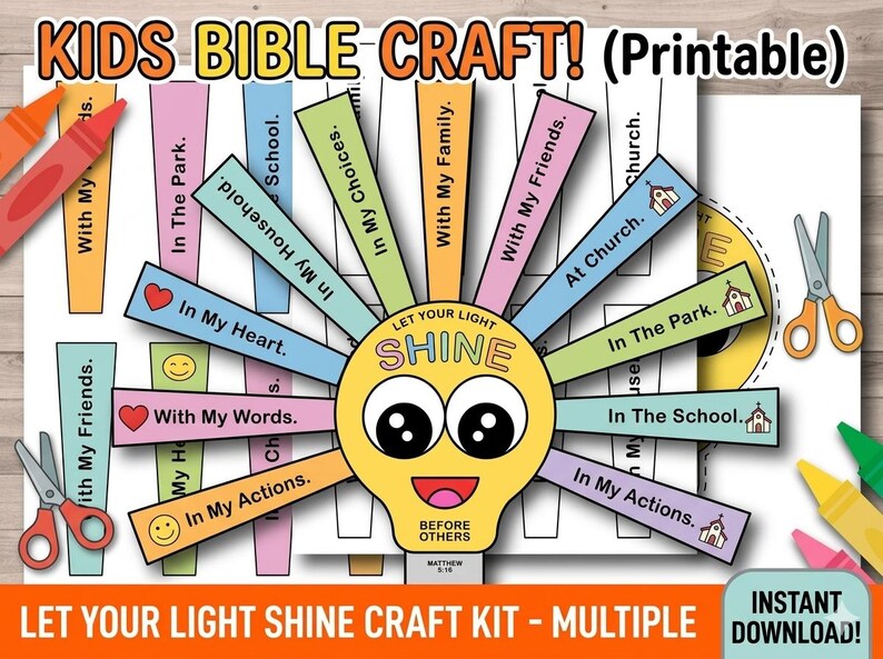 Let Your Light Shine Craft Printable | Sunday School Activity for Kids ...