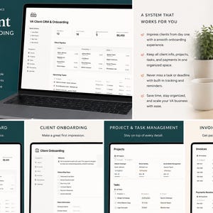 VA Client Notion Template | CRM, Onboarding, Projects, Invoices Dashboard