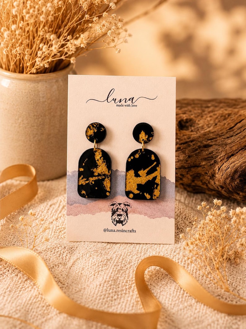 Three styles statement earring collection with gold leaf and floral designs