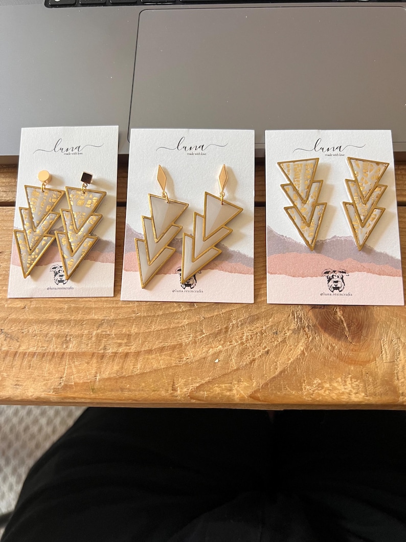 Art Deco geometric gold statement earrings