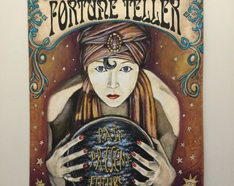 Fortune Teller Side Show Banner Hand Painted