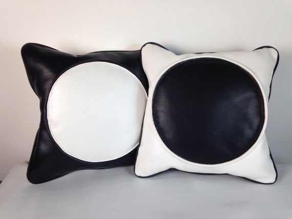 Designer Teal And Black Vinyl Decorative Throw Pillows Mod Etsy