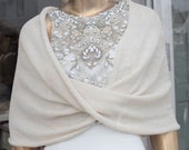 Bridal Ivory Loop Bolero . Wedding Warm Knit Wrap Sweater . Skin Friendly Bridesmaid infinity shrug . Mother of the bride Shoulder Cover up