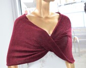 Spring Wedding Front Twist Burgundy Bolero . Bridal Loop Shawl Shrug Bordeaux . Bridesmaids Skin Gentle Infinity Shawl.