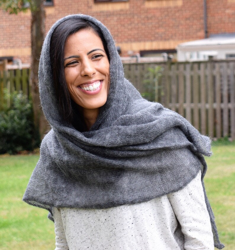 Extra Large Travel Wrap Luxury Scarf Present for grandmother Auntie Rehearsal Dinner Silver Grey Stole Oversized Mohair Knit Scarf