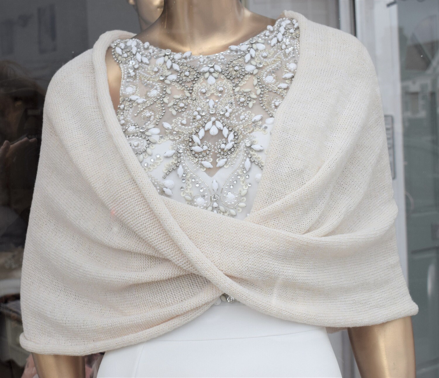 Wedding Loop Shrug Cashmere . Bridal front twist shawl . Etsy